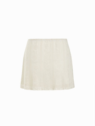Knit Fabric Cotton-blend Lace Peter Pan Collar Top & Mid Rise Mini Skirt Set For Daily Casual Date