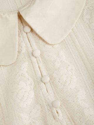 Knit Fabric Cotton-blend Lace Peter Pan Collar Top & Mid Rise Mini Skirt Set For Daily Casual Date
