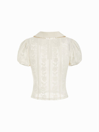 Knit Fabric Cotton-blend Lace Peter Pan Collar Top & Mid Rise Mini Skirt Set For Daily Casual Date