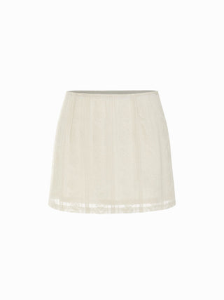 Knit Fabric Cotton-blend Lace Peter Pan Collar Top & Mid Rise Mini Skirt Set For Daily Casual Date