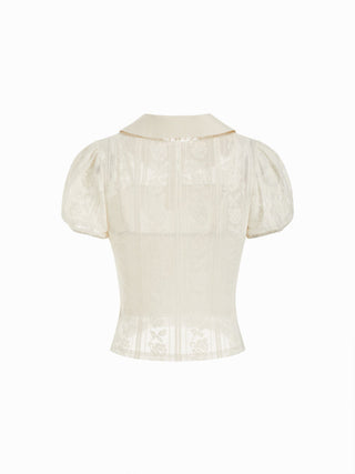 Knit Fabric Cotton-blend Lace Peter Pan Collar Top & Mid Rise Mini Skirt Set For Daily Casual Date