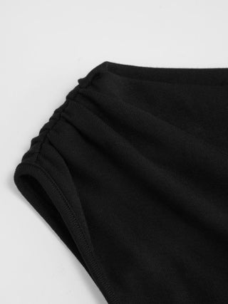 Asymmetrical Neck Ruched Maxi Dress