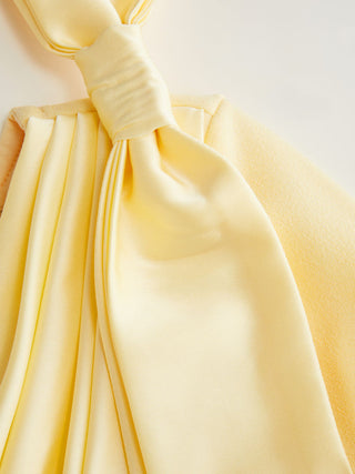 Boat Neck Bell Sleeve Draped Knotted Flared Maxi Dress