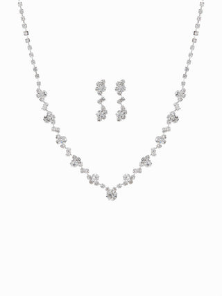 2PCS RHINESTONE DECOR NECKLACE & EARRINGS SET