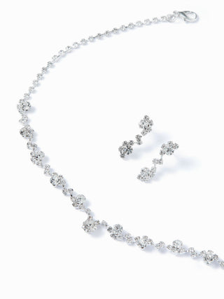 2PCS RHINESTONE DECOR NECKLACE & EARRINGS SET