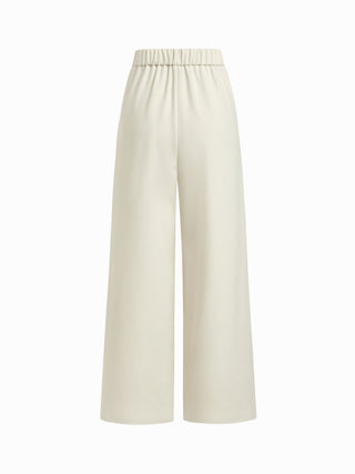 Boat Neck Striped Wrap Knotted Top & Mid Rise Straight Leg Trousers Set