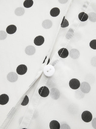 Chiffon Polka Dot Boat Neck Cloak Sleeve Oversized Poncho Blouse & Bandeau
