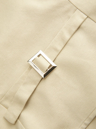 Cotton-blend Peter Pan Collar Puff Sleeve Metal Detail Double Breasted Blouse