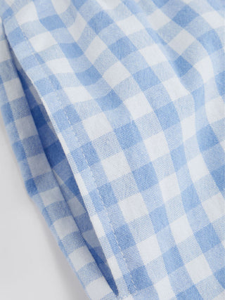 Cotton Gingham Boat Neck Drawstring Wide Leg Jumpsuit