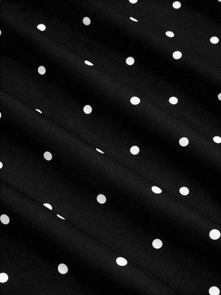 Satin Mid Rise Polka Dot Flared Maxi Skirt