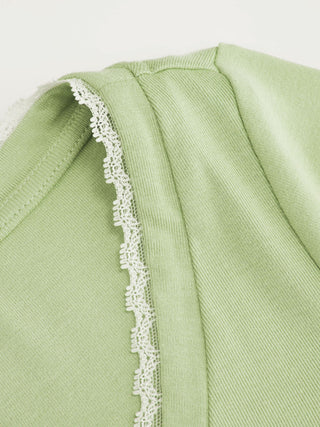 Viscose-blend V-neck Lace Panel 3/4 Long Sleeve Tee