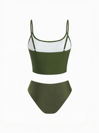 High Stretch Scoop Neck Tankini & Cheeky Bikini Set