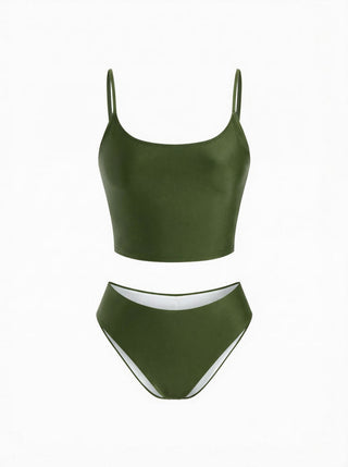 High Stretch Scoop Neck Tankini & Cheeky Bikini Set