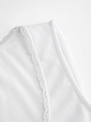 Scoop Neck Lace Trim Bowknot Tank Top