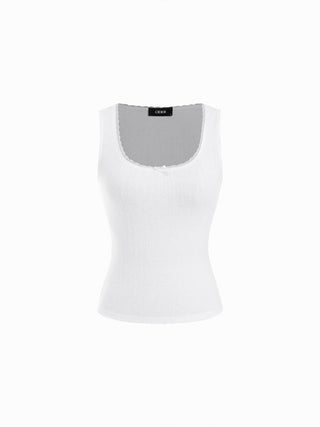 Scoop Neck Lace Trim Bowknot Tank Top