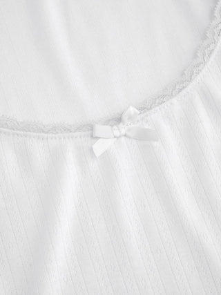 Scoop Neck Lace Trim Bowknot Tank Top