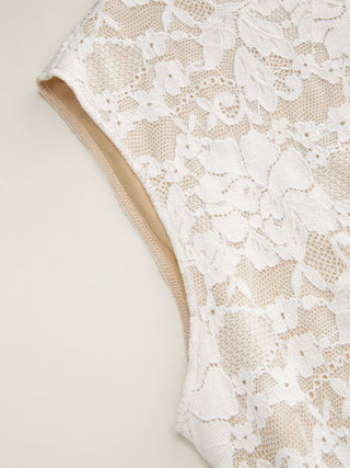 Lace Floral Stand Collar Tank Top
