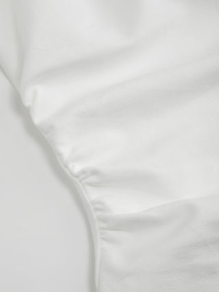 Cotton-blend Stand Collar Ruched Short Sleeve Tee