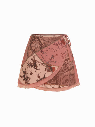 Chiffon Low Rise Aztec Asymmetrical Knotted A-line Mini Skirt