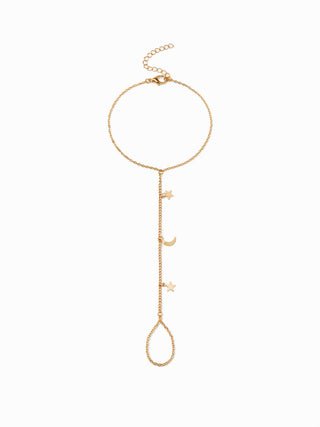 MOON & STAR HAND CHAIN BRACELET For Date Party/Clubbing