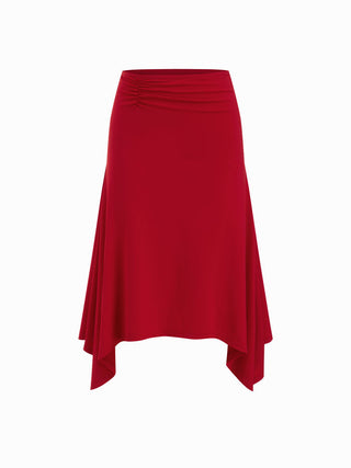 Halter Neck Top & Mid Rise Ruched Asymmetrical Midi Skirt Set