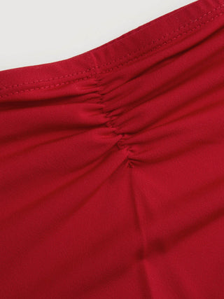 Halter Neck Top & Mid Rise Ruched Asymmetrical Midi Skirt Set