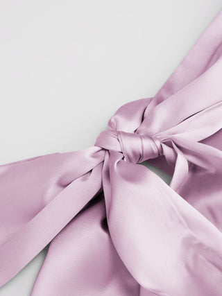 Satin Halter Neck Twist Knotted A-line Maxi Dress