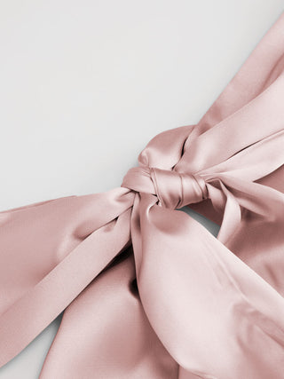 Satin Halter Neck Twist Knotted A-line Maxi Dress