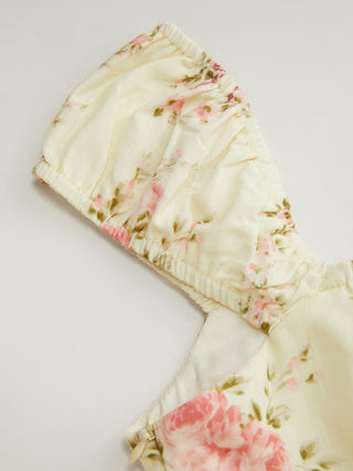 Square Neck Floral Knotted Mini Dress