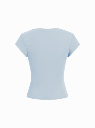 Cotton-blend Ruched Short Sleeve Tee