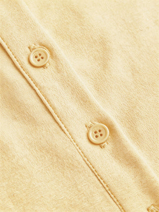 Cotton-blend Collar Lace Trim Button Front Tee