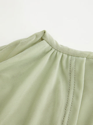 Mesh High Neckline Asymmetrical Ruched Cloak Sleeve Mermaid Maxi Dress
