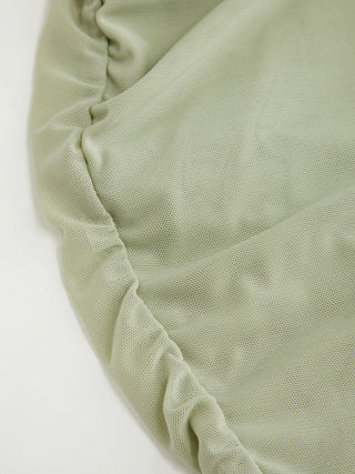 Mesh High Neckline Asymmetrical Ruched Cloak Sleeve Mermaid Maxi Dress