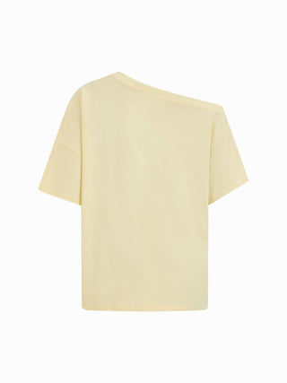 Cotton Asymmetrical Neck Short Sleeve Nature Graphic Tee