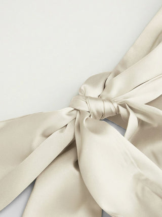 Satin Halter Neck Twist Knotted A-line Maxi Dress