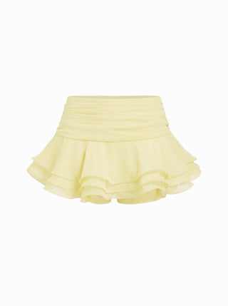 Chiffon Low Rise Ruffle Hem Layered Mini Skort
