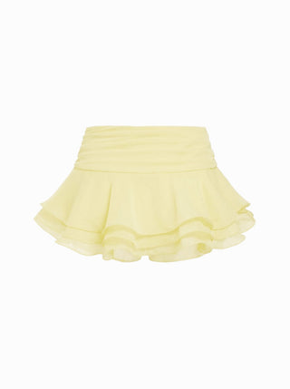 Chiffon Low Rise Ruffle Hem Layered Mini Skort