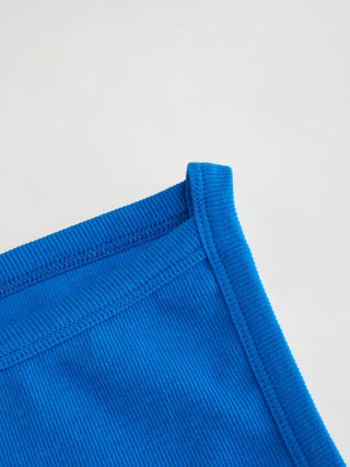 Cotton-blend High Stretch Boat Neck Ribbed Tank Top