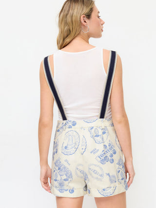 Cotton Color-Blocking Fruit Graphic Mid Rise Romper