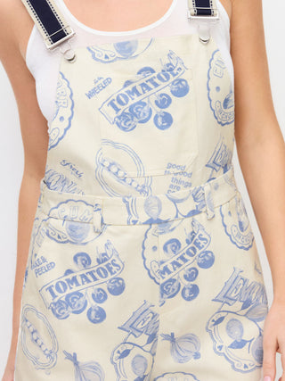 Cotton Color-Blocking Fruit Graphic Mid Rise Romper