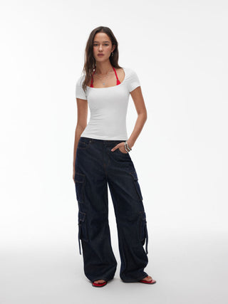 Cotton-blend Scoop Neckline Short Sleeve Tee