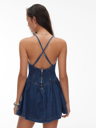 Denim V-Neck Cami Mini Dress