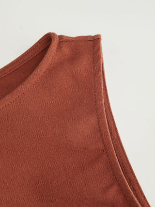 Linen-blend Beaded Knotted Ruched Tank Top