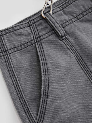 Denim Denim Low Rise Washed Metal Detail Shorts For Daily Casual Music Festival/Live House