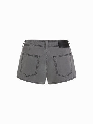 Denim Denim Low Rise Washed Metal Detail Shorts For Daily Casual Music Festival/Live House