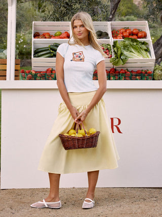Linen-blend Mid Rise Drawstring A-line Midi Skirt