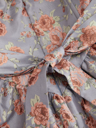 Jacquard Jacquard Sculptural Floral Bandeau Lace Trim Bowknot A-line Maxi Dress For Party/Clubbing Wedding
