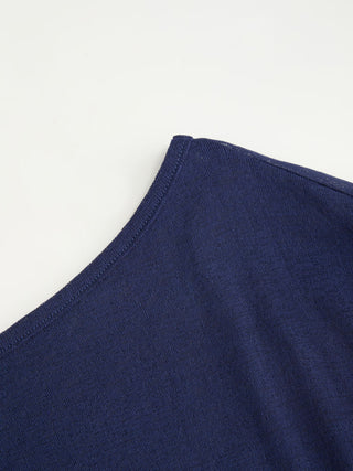 Knit Fabric Cotton-blend Textured Asymmetrical Neck Lantern Sleeve Oversized Top & Cami Top For Daily Casual
