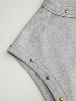 Cotton-blend Asymmetrical Neck Oversize Crop Tee