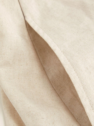 Woven Linen-blend V-neck Ruched Flared Maxi Dress For Daily Casual Vacation